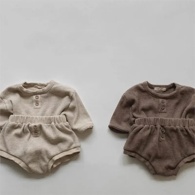 

Newborn Infant Clothes Set Solid Baby Girl Clothes Long Sleeve Tops Shorts Baby Boys 2Pcs Clothes Set Baby Boy Clothes