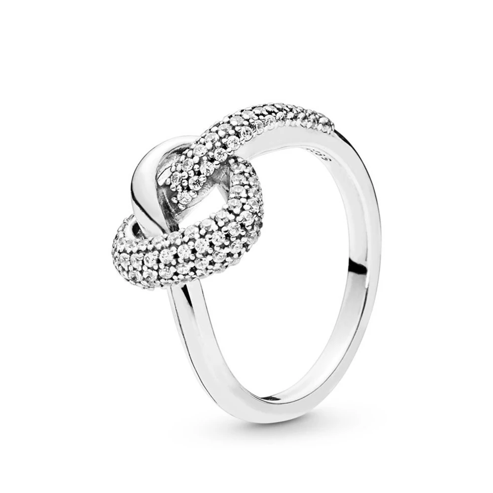 Подлинное 925 пробы Серебряное Оригинальное Узловое сердце кольцо Европы для