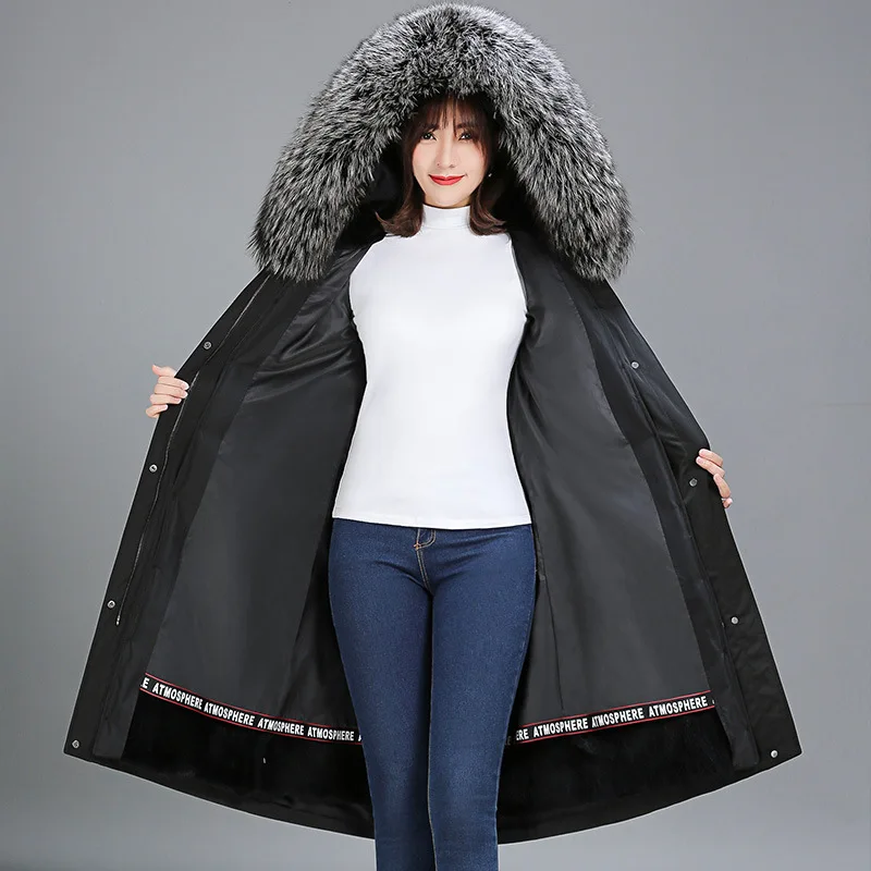 Женская зимняя куртка с подкладкой из натурального меха кролика Рекс большим
