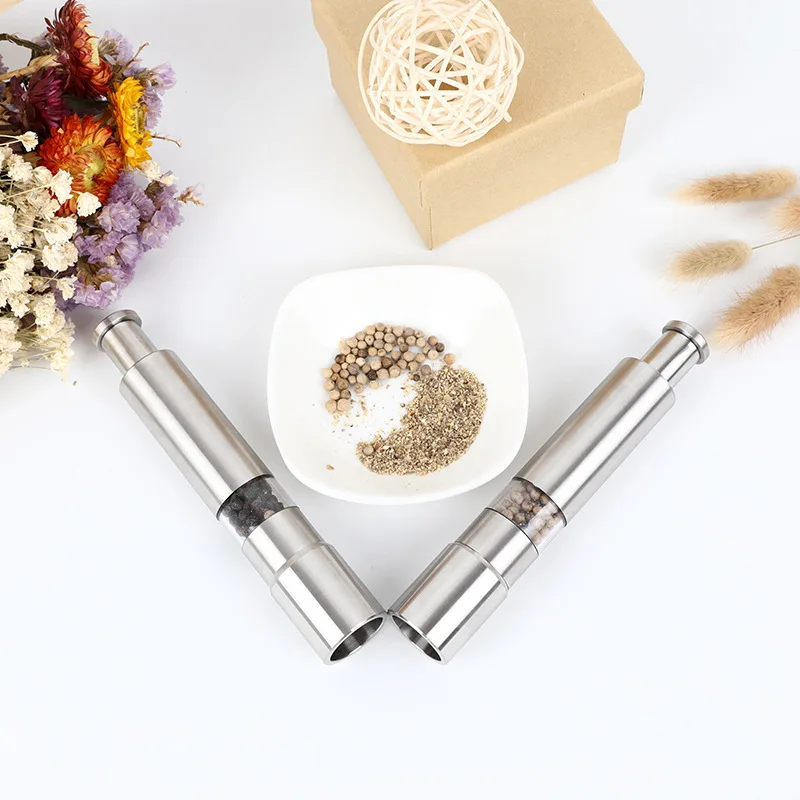 

Stainless Steel Pepper Mill Durable Salt Grinder with One Hand Operation Design Kitchen Essential Item