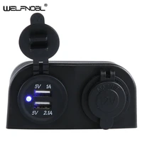 blue led output cigarette lighter dual usb quick charger with dot led