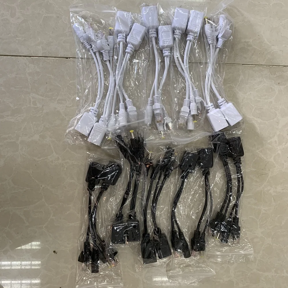 ESCAM 10 шт(5 пар), разделитель POE коммутатор питания через Ethernet POE адаптер для кабеля экранированная лента 5V 12V 24V 48V Питание кабель 5,5*2,1 мм