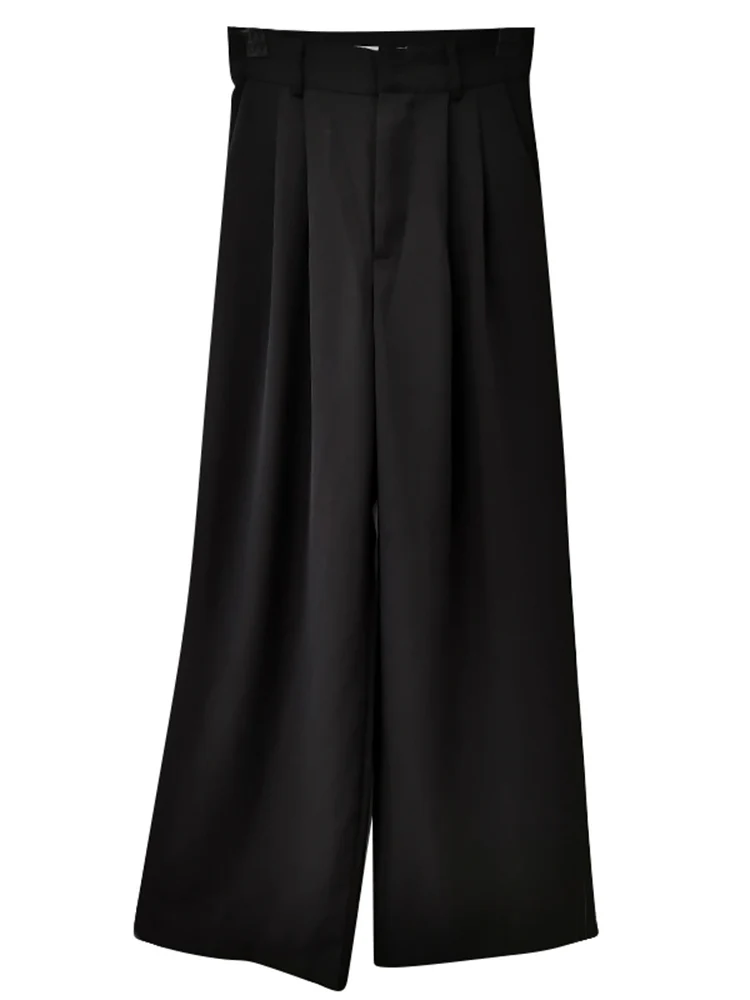 

2020 Summer Loose Casual Long Women Fashion Thin High Waist Pants Black Simple Wide-leg Pants Trousers Korean