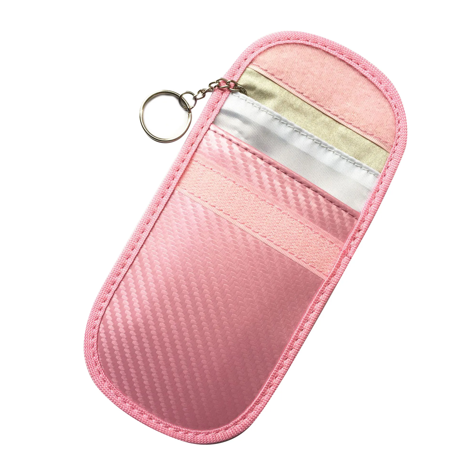 fiber pink 1 шт. 3 цвета Авто Портативный большой емкости чехол для блокировки сигнала телефона сумка анти-дегазации Автомобильный ключ сигнала блокатор чехол для защиты конфиденциальности - Название цвета: fiber pink