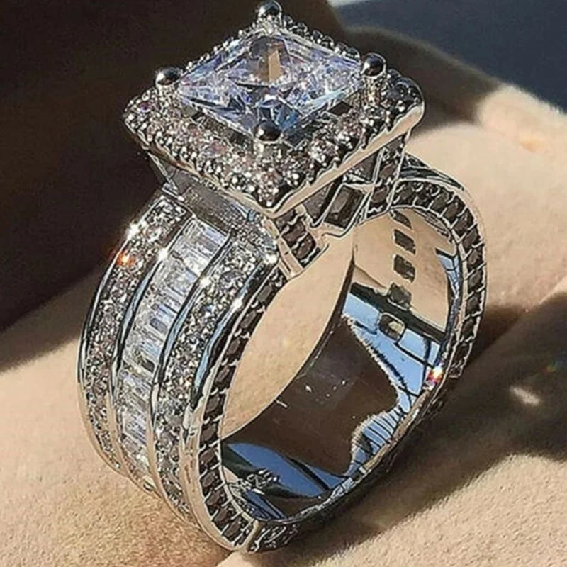 

Fashion Trend Atmosphere Luxury Women's Wedding Zircon Ring Valentine's Day Gift Light Luxury Jewelry Ring Wholesale