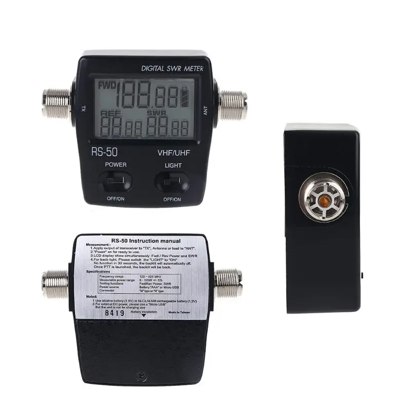 NISSEI RS 50 цифровой SWR Watt Meter 125 525MHz UHF / VHF M Type Connector Micro USB DC 5V Выход для TYT Baofeng|Запчасти и