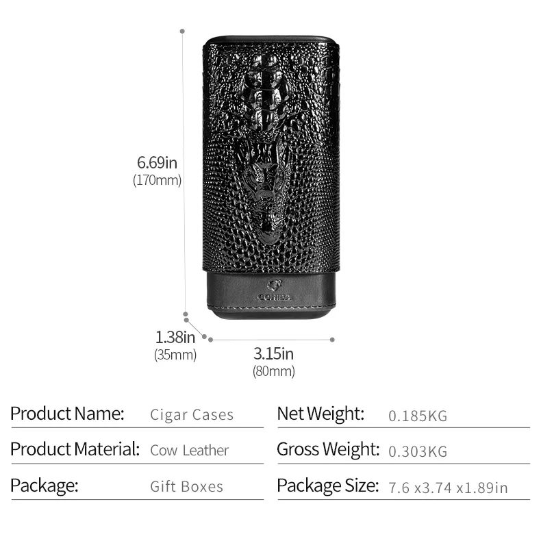 COHIBA Новое поступление кожаный чехол Портативный хьюмидор коробка подходит для 3 сигар Подарочная коробка чехол для сигар CLH-0053
