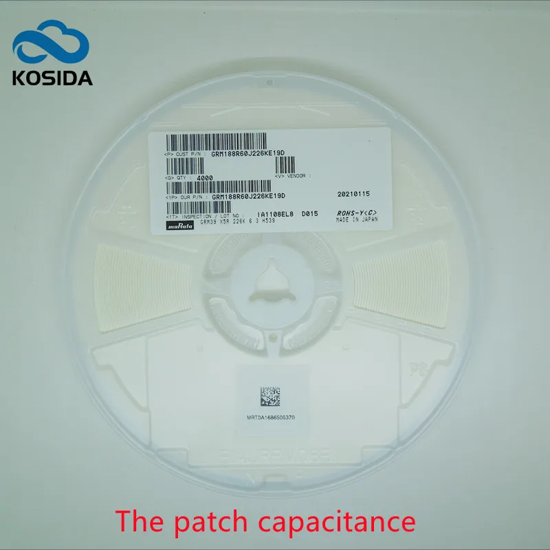 

4000 шт./лот 0603/1608 226K 22 мкФ 10% 6,3 V 10V SMD Керамический конденсатор GRM188R60J226KE19D Новый и оригинальный