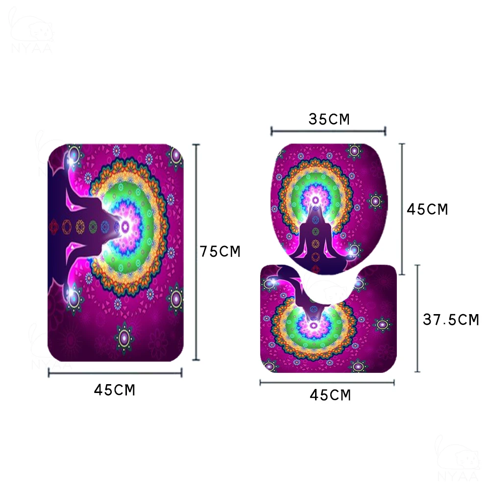 Занавеска для ванной комнаты NYAA с фиолетовой мандалой йогой в этническом