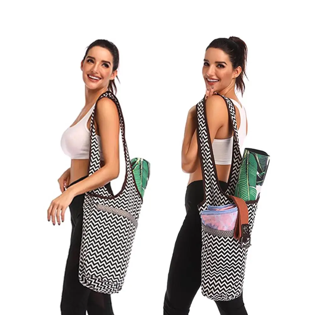 Сумка для коврика йоги Повседневная модная Холщовая рюкзак с карманом на молнии