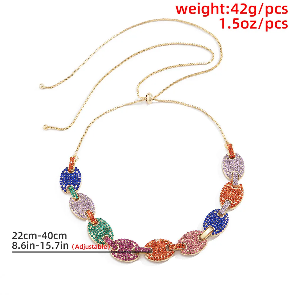 

Cosysail Colorful Iced Out Cuban Link Chain Necklace for Women Luxury Shiny Crystal Choker Necklace Hip Hop Jewelry 2021