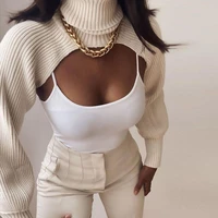 turtleneck sweater women fashion lantern long sleeve rib knit pullover am2214
