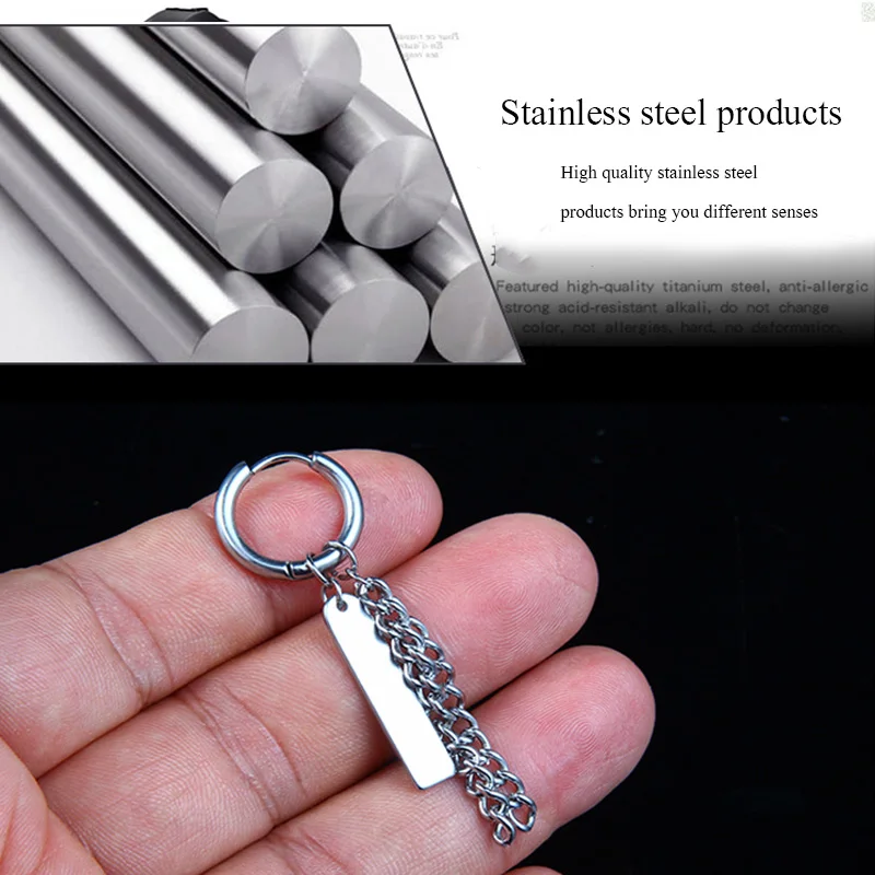 

oulai777 Steel color earrings stainless steel black mens women's earrings 2019 fashion jewelry korean kpop earrings punk style