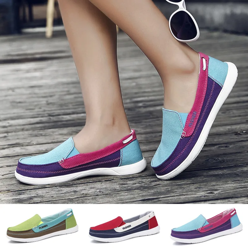 

Women Canvas Shoes Low Breathable Women Solid Color Flat Casual Shoes
