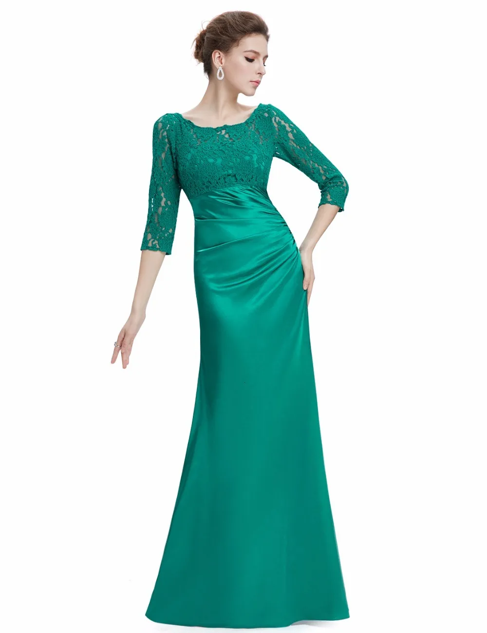 Robe De Soiree Ever Pretty женские элегантные вечерние платья винтажные атласные кружевные вечерние платья с рукавом три четверти