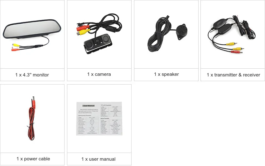 Diykit, беспроводной автомобильный парковочный монитор системы водонепроницаемый парковочный радар Датчик Автомобильная камера+ 4,3 дюймовый автомобильный зеркальный монитор