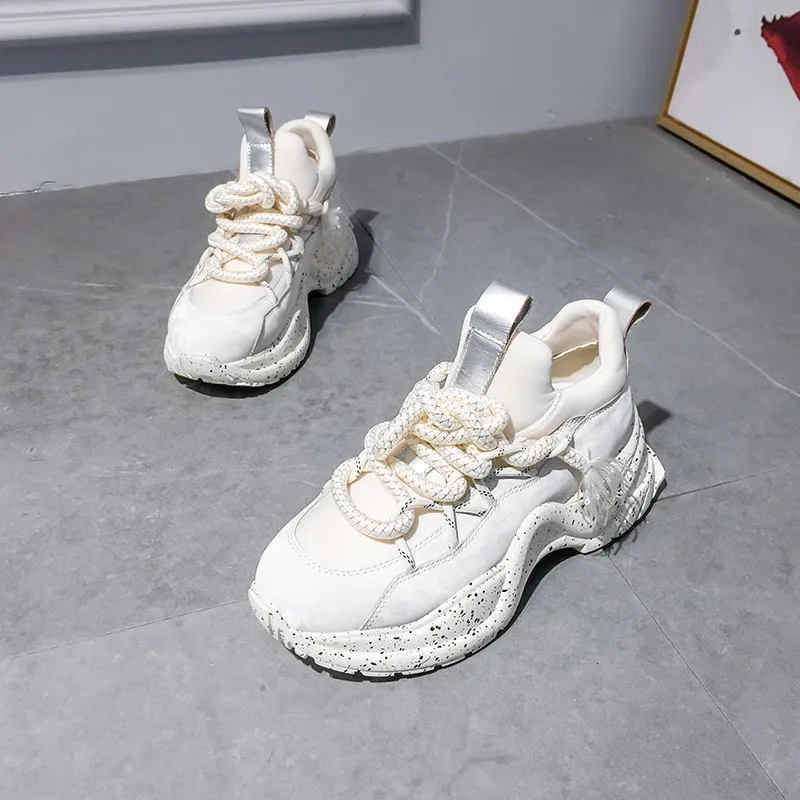 

Designer Women Thick Platform Sneakers Casual Lace Up Joggers Shoes Printed Trainers Ladies Footwear Spring Autumn New Shoes