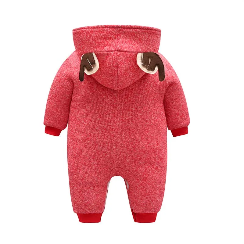 Winter Baby Rompers Thicken Cotton Newborn Clothes Infant Christmas Reindeer Warm Outfit Cute Boys Girls Hooded Coveralls 0-2T