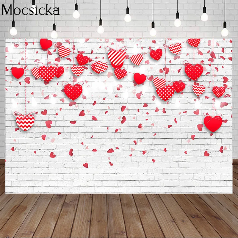 Mocsicka фон для фотосъемки на День святого Валентина любовь сердце кирпичная стена