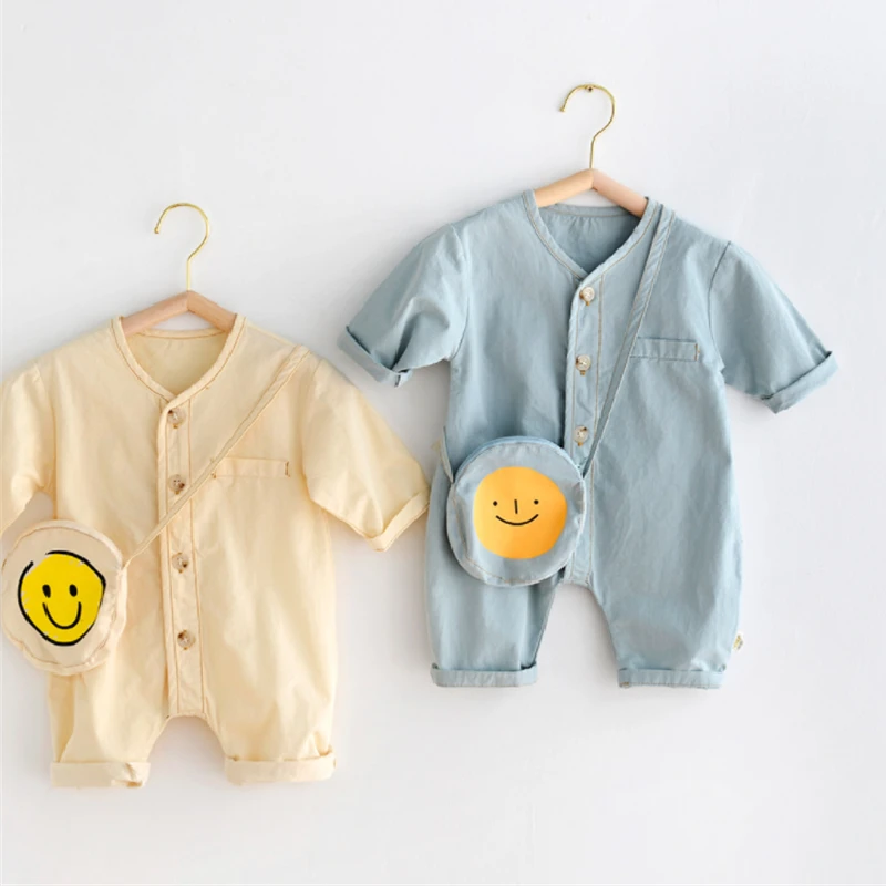 

Newborn Baby Bodysuits for Girl Cartoon Smiley Print Jumpsuit 2021 Autumn New Cotton Soft Kids Clothes Boys Outfits