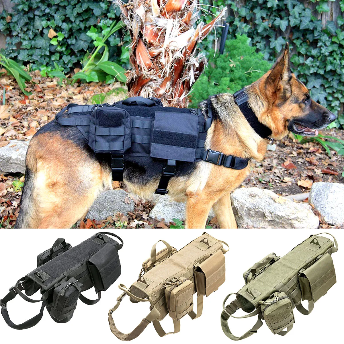 

Tactical Service Dog Vest Outdoor Military Dog Clothes K9 Police Harness Training Hunting Molle Dog Vests with Pouches