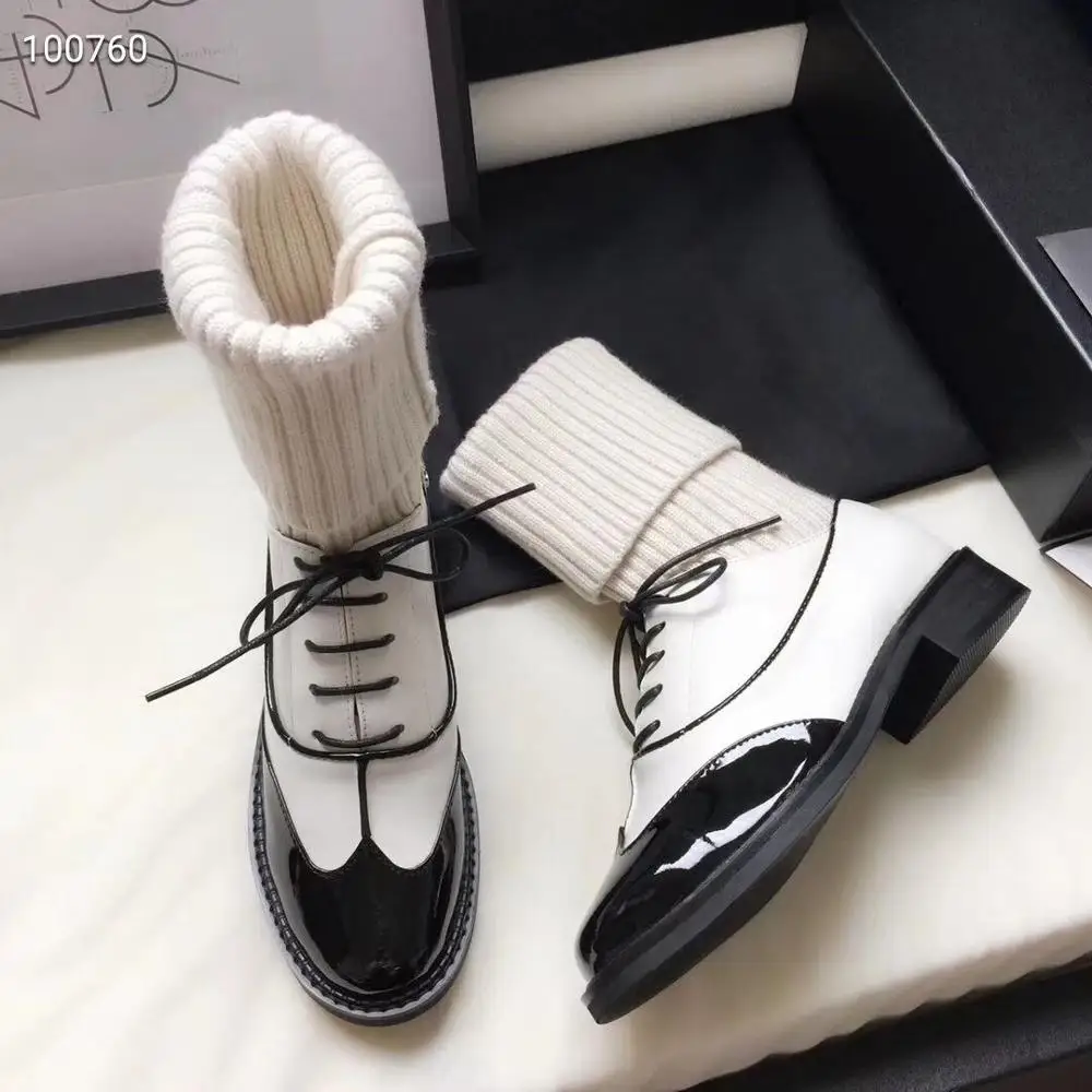 white without chain Г. Брендовый носок, Сапоги Женская осенне-зимняя плетеная цепь сапоги до колена из натуральной кожи эластичные тонкие Размеры 35-40 - Цвет: white without chain