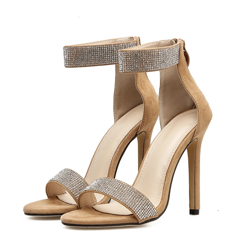 Женская обувь со стразами летние женские босоножки на высоком каблуке пикантные
