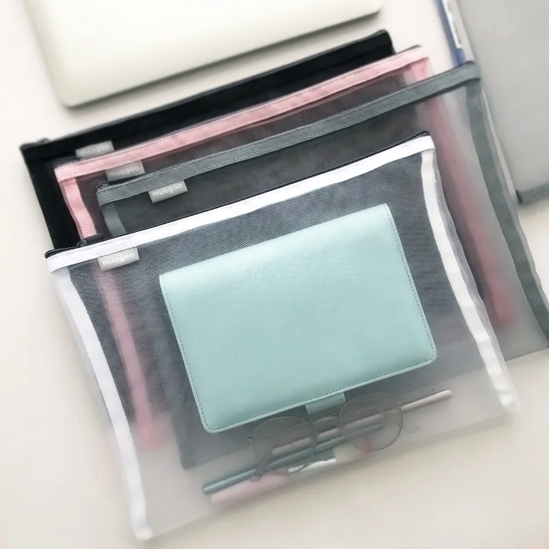 Толстая нейлоновая Сетчатая Сумка A4 на молнии прозрачная карманная сумка для