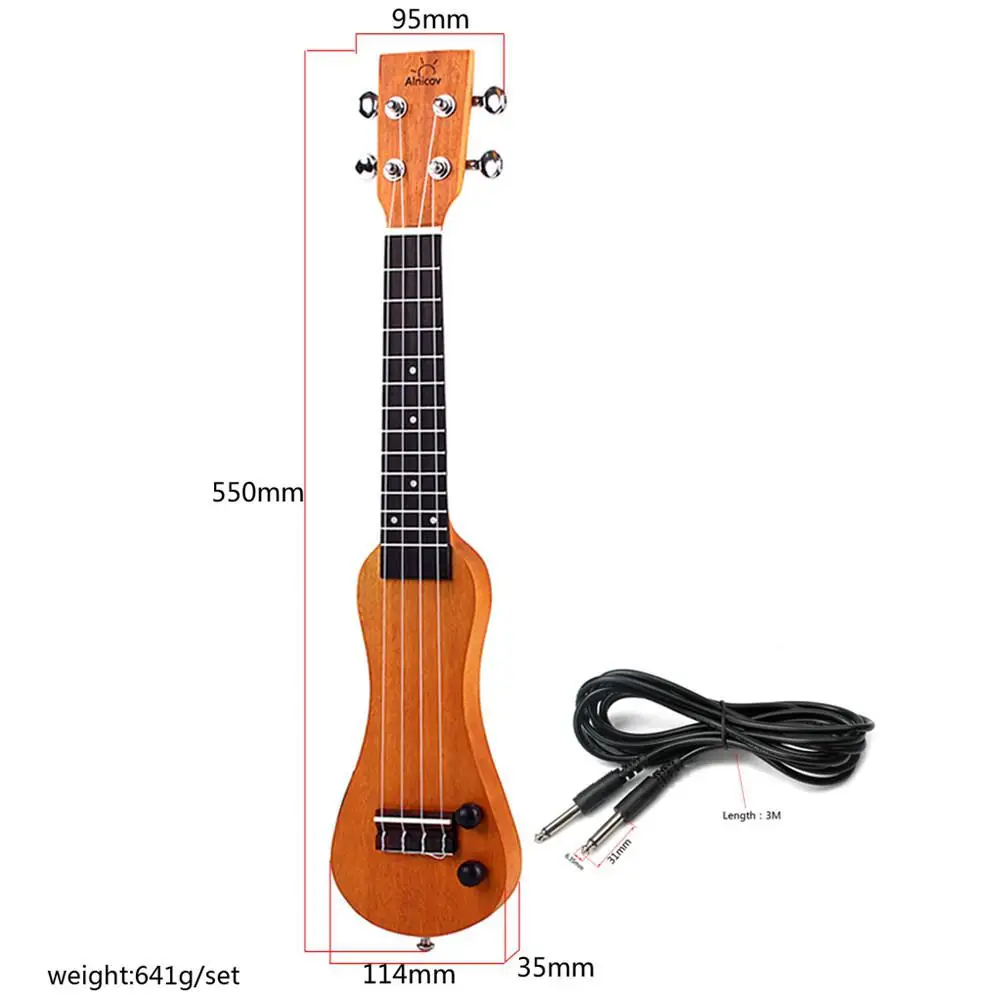 21 inch Electric Ukulele Solid Wood Shell Mahogany Ukelele 4 Stings Hawaiian Guitarra Musical Instruments Kids Gift | Спорт и