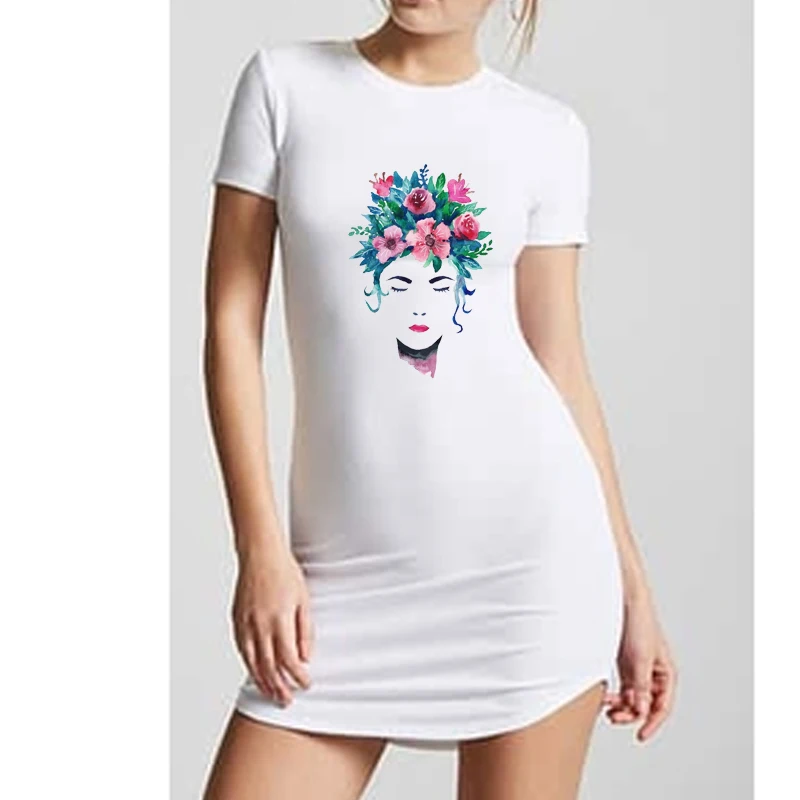 Новое модное женское Повседневное платье с короткими рукавами и круглым вырезом