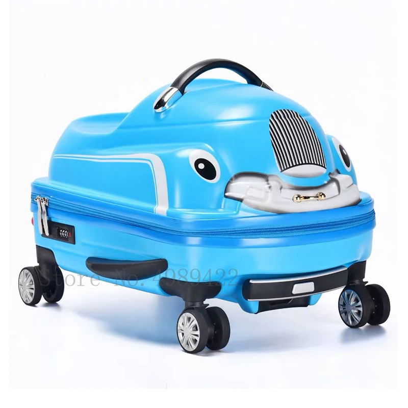 kids Trolley luggage 20 inch 3D cartoon suitcase on wheels Carry On Trunk Can sit to ride Rolling luggage swing car childern's