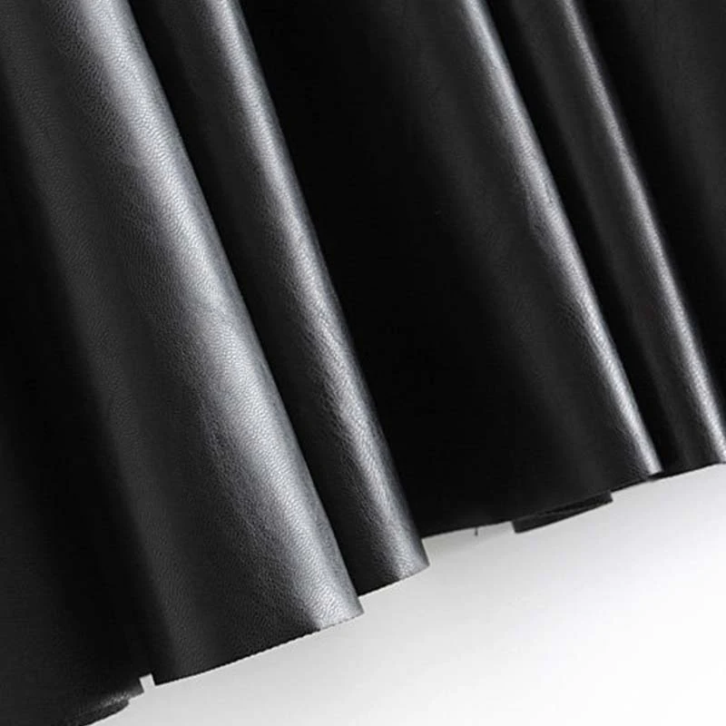 Элегантные черные юбки из искусственной кожи Женская плиссированная юбка