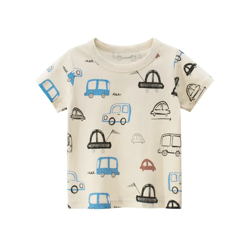 INPEPNOW 2022 Children T-shirt for Boy T Shirts Car Girls Tops Cotton Kids Tshirts Summer Short Sleeve White Tee 3 8Y DX005