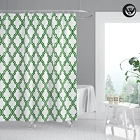 modern green geometric gourd shape design polyester shower curtain liner waterproof children free shipping bathroom cutain
