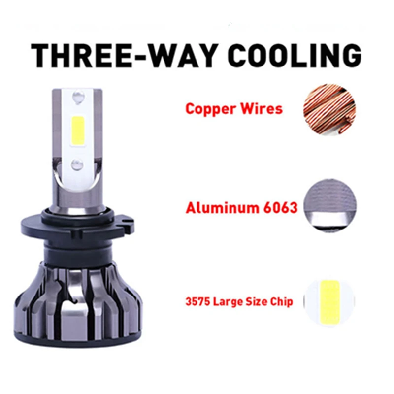 2 шт. Автомобильные светодиодные лампы 6500 К 70 Вт|Передние LED-фары для авто| |