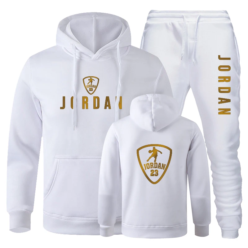 

2 Pieces Sets Tracksuit Men 23 Letter Hooded Sweatshirt+Pants Pullover Hoodie Sportwear Suit Ropa Hombre Casual Men Clothes
