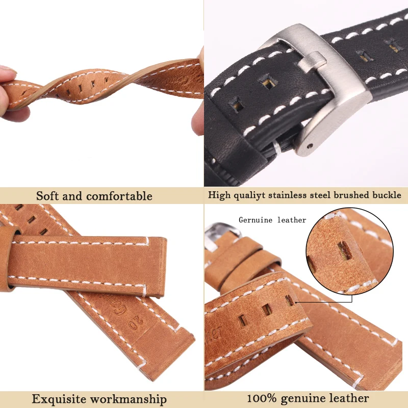 Ремешки для наручных часов ремешок из натуральной воловьей кожи 7 цветов женщин и