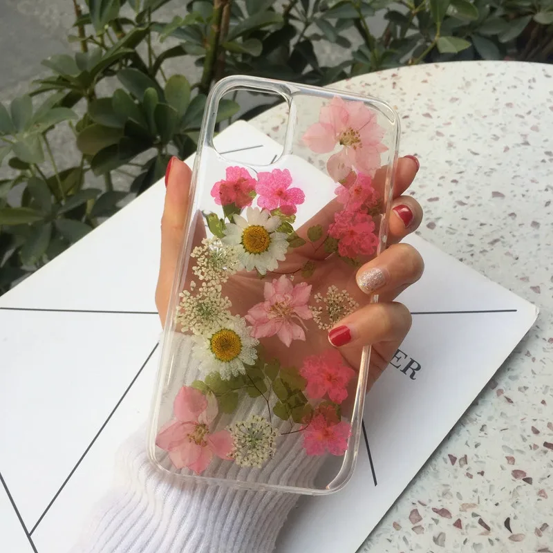 T17 Tfshining настоящий прессованный высушенный чехол с цветами для iphone 11 11pro max X XR Xs max 6 6s 7 8 plus, прозрачный чехол, блестящий девчачий чехол - Цвет: T17