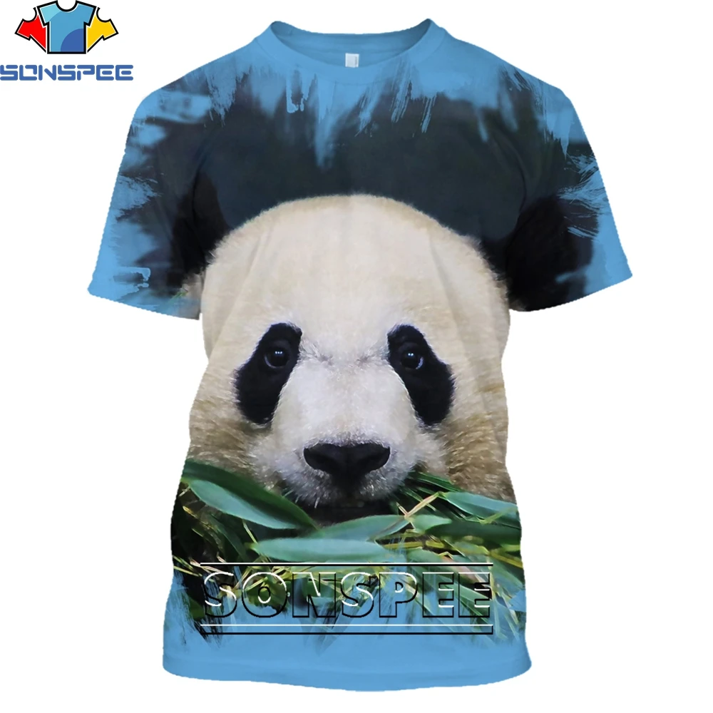 Футболка SONSPEE с 3D рисунком животных панды летняя повседневная мужская футболка