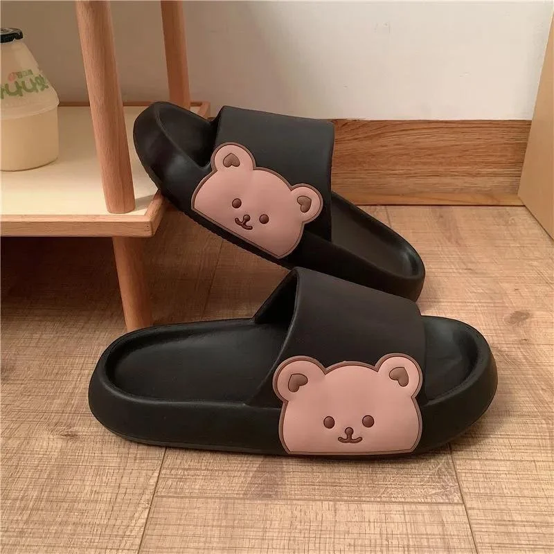 

Outdoor Non-slip Deodorant Thick-soled Sandals and Slippers Lovers Slippers Female Summer Korean Cute Cartoon Casual