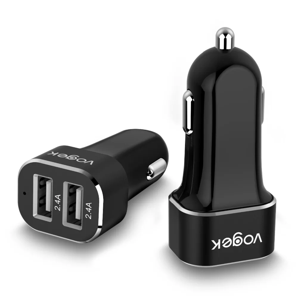 Автомобильное зарядное устройство Vogek 5v 2.4A с двойным Usb для быстрой зарядки Iphone 7 8