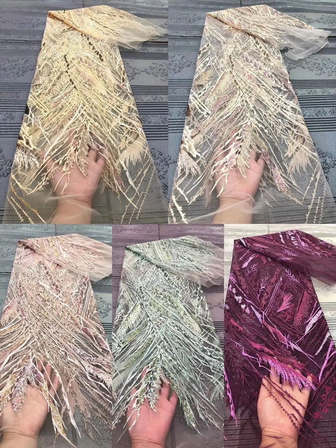 

2020 Latest Sequin Lace Fabric Sequence African Organza Lace Fabric High Quality African Organza Fabric For Wedding