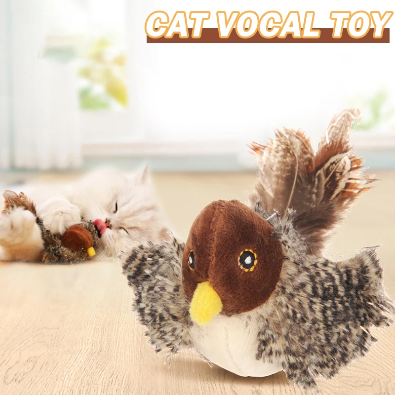 

Игрушка в форме Воробей для кошек, птицы, имитация звука, игрушка для домашних животных, мягкая кукла, товары для домашних животных, игрушки ...