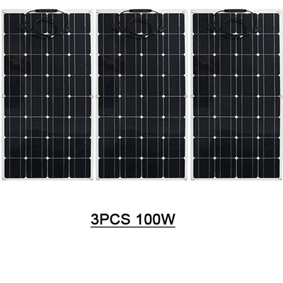 3PCS PET 100W Новая гибкая солнечная панель 200 Вт 300 Вт/400 Вт/600 Вт/800 Вт монокристаллическая солнечная батарея Гибкая панель для 12 В 24 вольт комплект системы - Цвет: 3PCS PET 100W