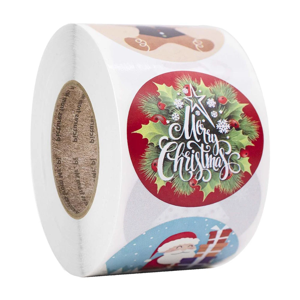 100 500 шт Счастливого Рождества наклейки конверт подарочные карты упаковка печать