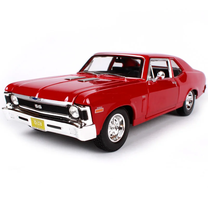 Красный Горячая 1:18 c-hevrolet 1970 NovaSS классическая модель из сплава автомобиля, коллекция и подарочная модель украшения - Цвет: Красный