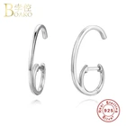 Женские открытые серьги BOAKO, серьги-Обручи из стерлингового серебра 925 пробы, модные серебряные украшения с бриллиантами