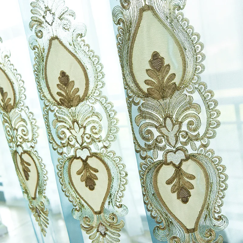 

Modern Simple European Style Embroidered Curtains for Living Room Bedroom Study Wedding Room Blackout Curtain Customization