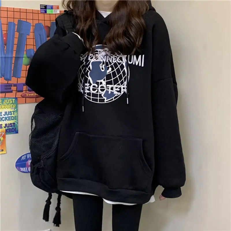 

Long Sleeves Plus Velvet Thick Oversized Hoodies Women Printing Winter Clothes Sweatshirt Ropa Mujer Bts Kpop Bluzy Damskie