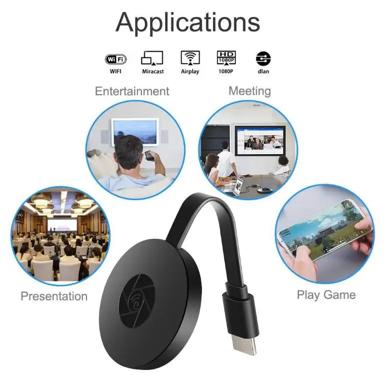 2.4G 1080P HDMI Wireless WiFi Display Receiver TV Stick HDTV Dongle Mirror Screen Miracast Airplay Media Streamer Google Home